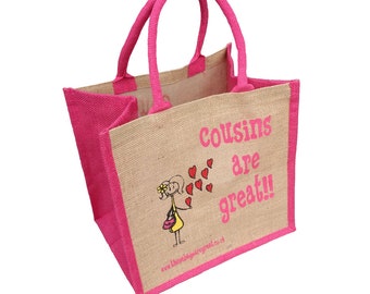 Cousins are Great Canvas Shopping Bag ǀ Gift ǀ Bags and Accessories ǀ Shopping