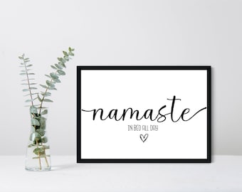 Namaste In Bed All Day | Landscape Print | A4 Framed Print | Home Decor | Wall Art | A4 Print| Wall Quote | Personalised Print