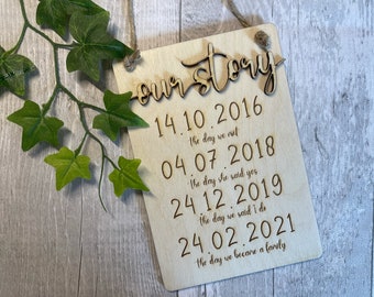 Our Story Sign | Wooden Sign | Personalised Sign | Home Decor | Anniversary | Wedding Gift | Rope Sign | Love | Family | Memories | Gift