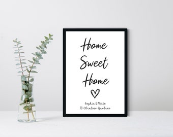 Home Sweet Home Personalised Print | A4 Framed Print | Home Decor | Wall Art | A4 Print| Wall Quote | Personalised Print