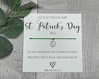 St. Patrick's Day Wish Bracelet | Personalised Wish Bracelet | St. Paddy Bracelet | Wish Bracelet | Gift | Clover