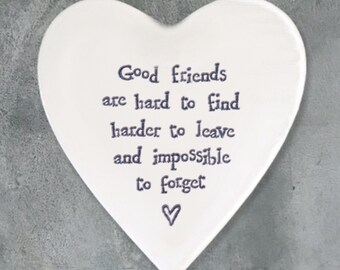 Good Friends Porcelain Coaster ǀ Porcelain Heart ǀ Keepsake ǀ Gift