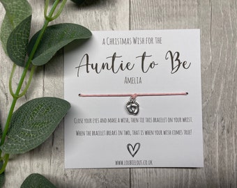 Auntie to Be Christmas Wish Bracelet | Personalised Wish Bracelet | Wish Bracelet Charm | Christmas |  Auntie to Be | Baby | Gift | Family