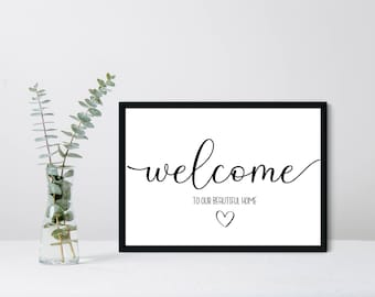 Welcome to our Home A4 Print Landscape | A4 Framed Print | Home Decor | Wall Art | A4 Print| Wall Quote | Family Print | Home Print