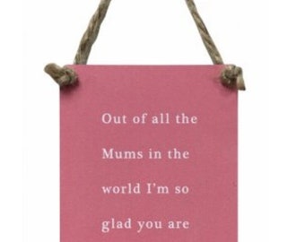 Mini Metal Sign - Mum (World) ǀ Hanging Sign ǀ Gift