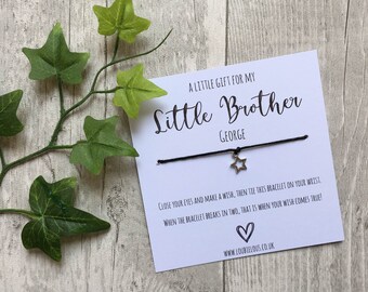 Little Brother Wish Bracelet | Personalised Wish Bracelet | Wish Bracelet Charm | Family | Friends | Birthday Gift