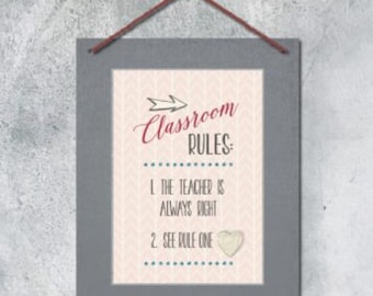 Classroom Rules Hanging Sign | Teacher Gift | Teacher | End of Year | Teachers