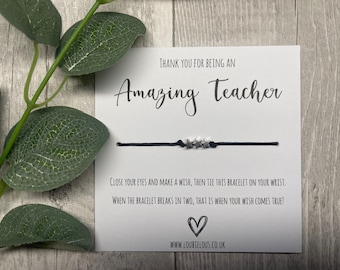 Amazing Teacher Wish Bracelet | Personalised Wish Bracelet | Wish Bracelet Charm | School | End of Year Gifts | Teacher Gifts | Teacher