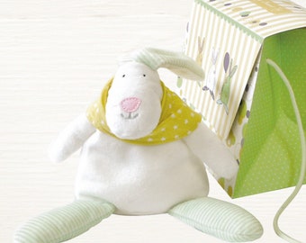 Baby Beanie - Green Rabbit ǀ Neutral Baby Gift ǀ New Baby ǀ Baby Toy