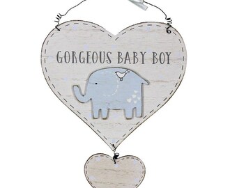 Baby Boy Heart ǀ Little Boy ǀ Heart Hanging Sign ǀ Nursery Decor ǀ Children's Room