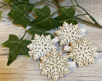 Snowflake Pegs ǀ Christmas ǀ Pegs (Set of 4)