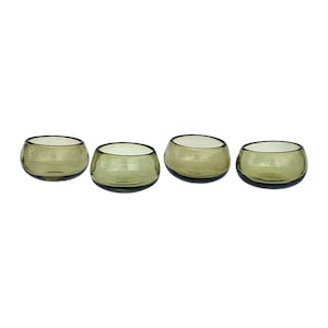 Tiny Dancers - Mexican Hand Blown Glass Mezcal Copitas | Tequila Sippers | Wide-Mouth Shot Glasses in Olive Green