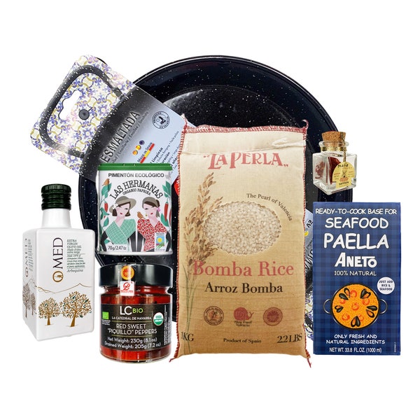 Paella Kit - With or Without the Pan | Paella Ingredients | Paella Cooking Kit | Premium Organic and DOP Gourmet Ingredients from Spain