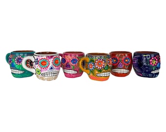 Dia de los Muertos Coffee Mug | Hand Painted Sugar Skull Mug | Calavera Mugs | Day of the Dead Gift | 10 oz capacity | Made in Mexico