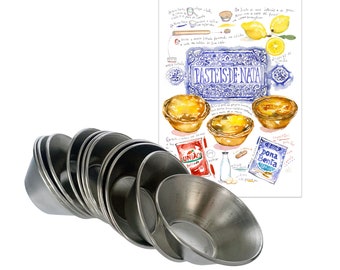 Pastel de Nata Tins - Made in Portugal out of Galvanized Steel - Includes Pastéis de Nata Print Postcard and Downloadable Recipe - Set of 12