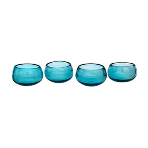 Tiny Dancers - Mexican Hand Blown Glass Mezcal Copitas | Tequila Sippers | Wide-Mouth Shot Glasses in Turquoise Blue
