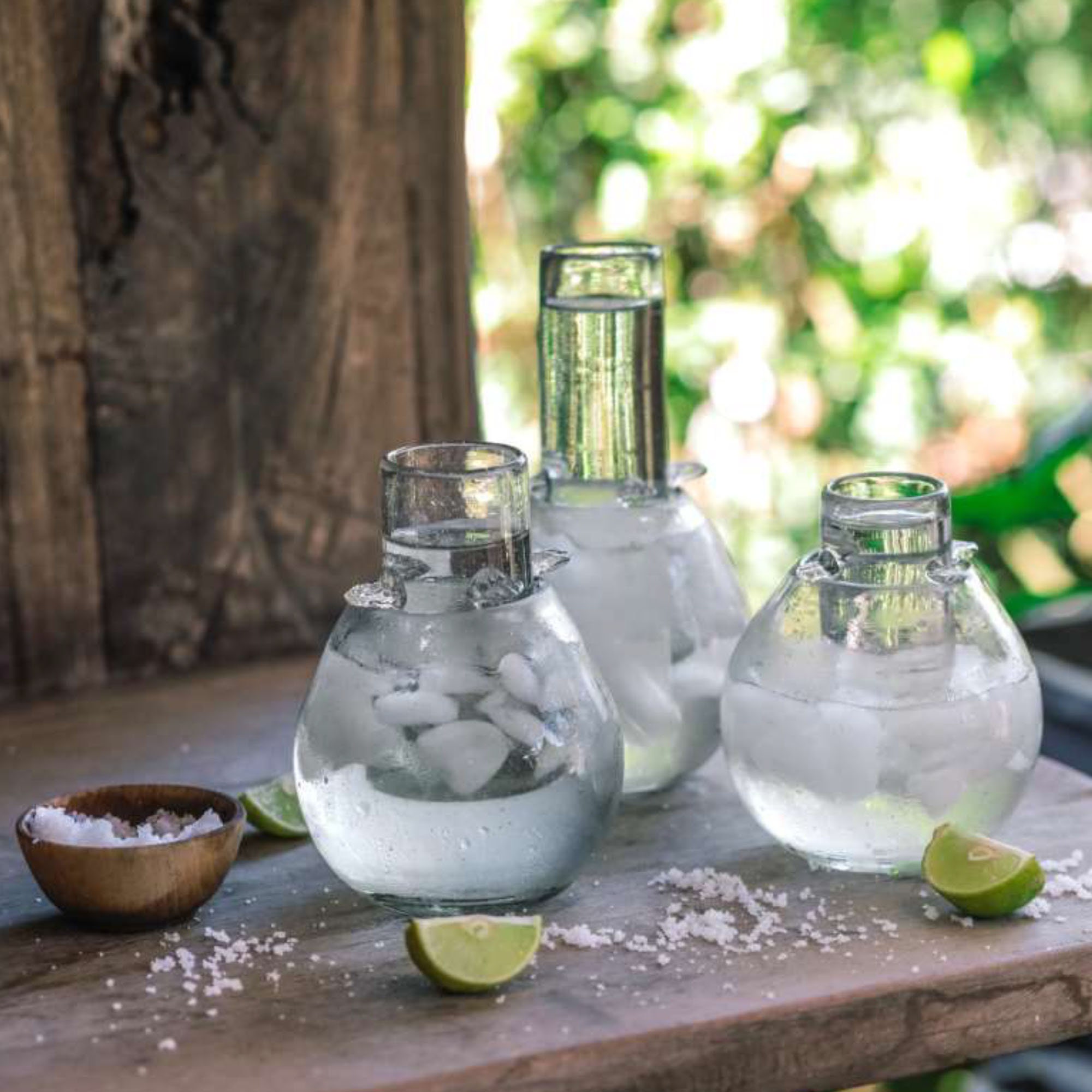 Hand Blown Tequila Shot Glass with Cooler | Vaso Tequilero Kit - Hand Made in Guatemala with Recycled Glass - *This listing is for one kit*