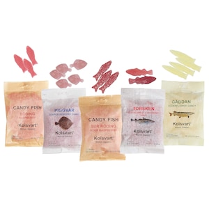 Kolsvart Swedish Fish Candy | Fish Gummies | Pure and Natural Ingredients (Variety Pack of 5)
