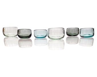 Mexican Hand Blown Recycled Glass Copitas for Mezcal or Tequila | Handmade Shot Glasses | 5 Colors Available