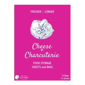 OVTENE Food Storage Sheets and Bags for Cheese + Charcuterie | Keeps cheese and meat fresher, longer (10 sheets,10 small bags) Made in Italy