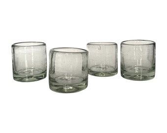 Hand Blown Clear Glass Mexican Shot Glasses | Set of 4