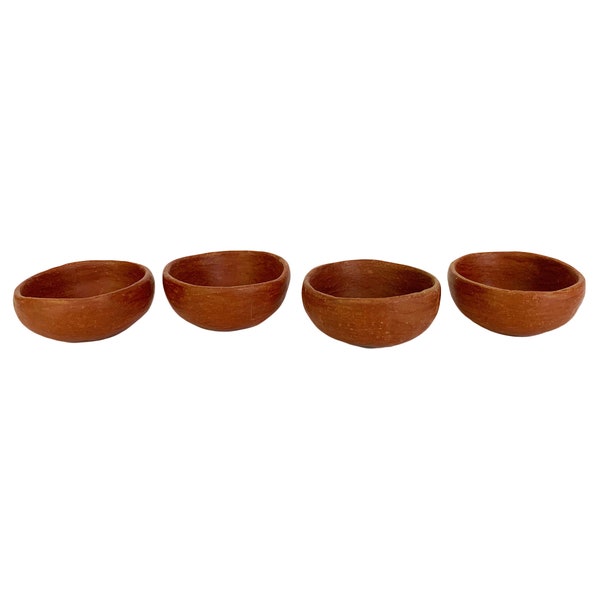 Red Clay Artisan Mezcal Copitas 1oz | Mezcal Cups | Red Clay Pottery | Pinch Bowls | Barro Rojo - Handmade in Oaxaca, Mexico - Pack of 4
