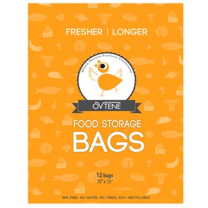 OVTENE Cheese Storage Bags | Produce Storage Bags | Reusable Food Storage Bags | Sustainable | Zero Waste (12 Large Bags)