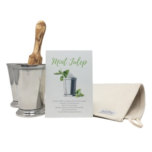 Mint Julep Cocktail Essential Tool Kit | Kentucky Derby Party Kit - Includes 2 Julep Cups, Lewis Bag + Muddler