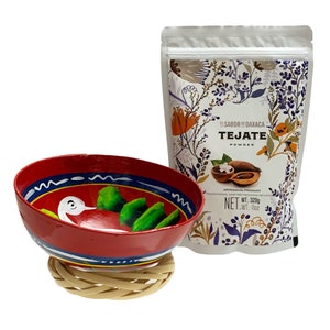 Tejate Powder Mix + Hand Painted Jicara Gourd Bowl from Oaxaca, Mexico | Tejate Oaxaqueño