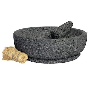Large (11&quot;-12&quot;) Mexican Molcajete Hand-carved 100% Volcanic Stone | Molcajete Mexicano de Piedra Volcanica Grande | 8 Cup Capacity
