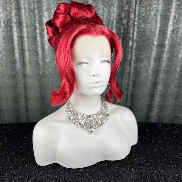 Sculpted Bun Updo with Face Framing Bangs | Pageant Wig Styled Lace front Drag Queen Wig |  Hairstyle | Single Wig | Synthetic Custom Wig |