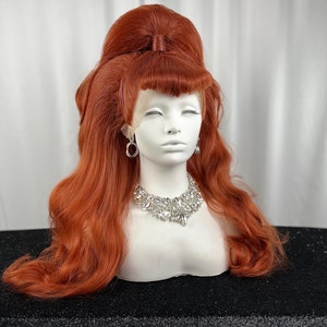 Top Pony with Bangs | 2 Bang Options | Styled Lace front Drag Queen Wig |  Hairstyle | Single Wig | Synthetic Custom Wig | 60s Inspired