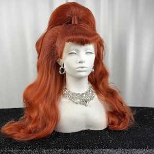 Top Pony with Bangs | 2 Bang Options | Styled Lace front Drag Queen Wig |  Hairstyle | Single Wig | Synthetic Custom Wig | 60s Inspired