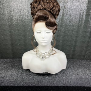 Drag Pageant Updo | High Curly Bun with bang | Styled Lace front Drag Queen Wig | Single Wig | Synthetic Custom Wig | Crown Hairstyle