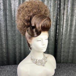 Big Curly Updo with Sculpted Bang | Styled Lace front Drag Queen Wig |  Hairstyle | Single Wig | Synthetic Custom Wig |