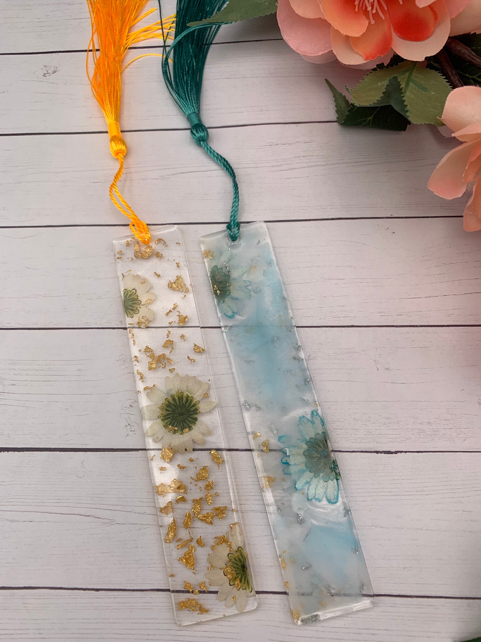 Resin Bookmarks With Real Dried Flowers Customizable Etsy