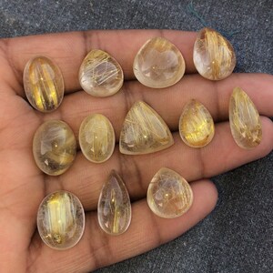 Top Quality Natural Golden Rutile Gemstone Cabochons Lot , Rutile Quartz , Rutile Cabochons For Jewelry Making