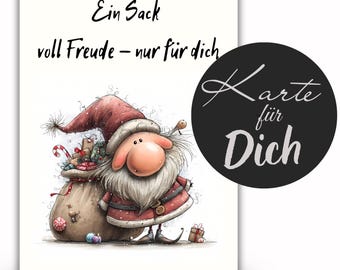 Christmas postcard – A sack full of joy – just for you | Cute Christmas Card as photo card, postcard, folded card – optional kraft envelope