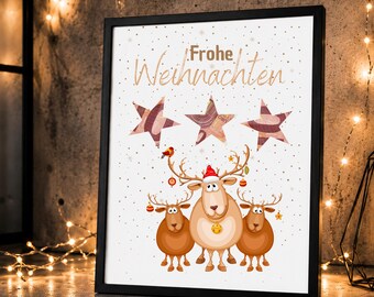 Christmas Money Gift Reindeer Poster A4 | Creative Cash Gift for Christmas