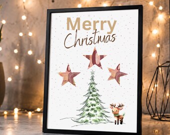 Christmas Money Gift Winter Pine Tree Reindeer | Merry Christmas Gift Poster
