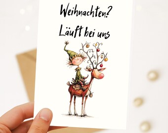 Christmas postcard Christmas? We're on it | funny elf & reindeer card | photo card, postcard or folded card – optional kraft envelope