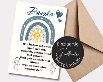 Farewell card kindergarten teacher rainbow blue | Thank you card DIN A6