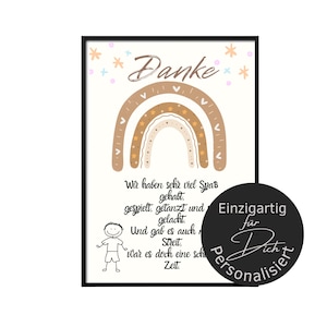 Abschiedsgeschenk Kindergarten Erzieherin | Poster oder Karte für Kita Kinderpflegerin | Geschenk Danke Regenbogen