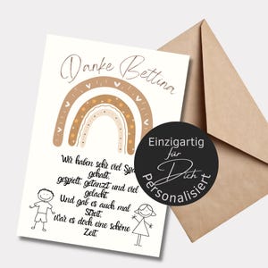 Karte Abschiedsgeschenk Erzieherin personalisiert | Poster Kita Kinderpflegerin | Geschenk Kindergarten Danke Regenbogen