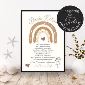 Abschiedsgeschenk Erzieherin personalisiert Herz | Poster oder Karte Kita | Geschenk Kindergarten Danke Regenbogen