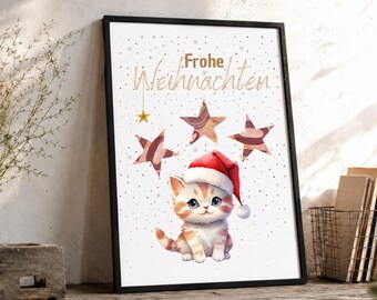 Christmas Money Gift Cat Poster A4 | Christmas Gift for Cat Lovers | Creative Cash Gift
