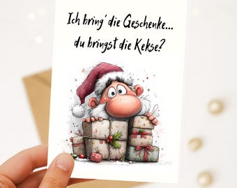 Christmas postcard – I’ll bring the presents… you bring the cookies? | Cute Christmas Card card