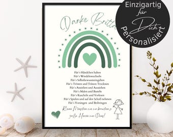 Farewell gift teacher personalized heart green | poster or card daycare | gift pre school thank you rainbow