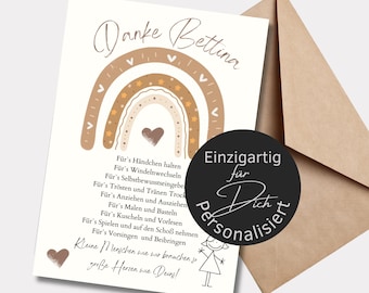 Card farewell gift teacher personalized heart | poster daycare | gift pre school thank you rainbow