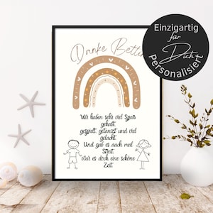 Abschiedsgeschenk Erzieherin personalisiert | Poster oder Karte Kita Kinderpflegerin | Geschenk Kindergarten Danke Regenbogen